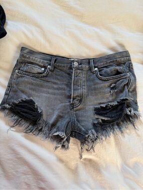 Free people Distressed Frayed Hem Women's Denim Shorts - Gray